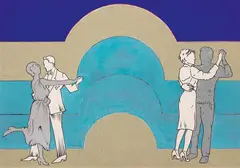Renato Mambor, Ballo e ballerino, 2000, mixed media on canvas tesa on panel