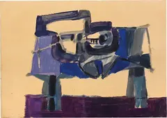 Sergio Romiti, Natura morta sul tavolo, 1950, oil on paper applicata on canvas