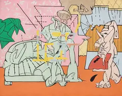 Le stanze a cannocchiale by Valerio Adami, 1965, acrylic on canvas, offered Nov 2024