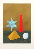 Lucio Del Pezzo, Senza titolo, lithograph a colori and collage