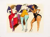 Renato Guttuso, Tre figure, lithograph a colori