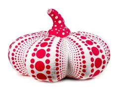 Dots Obsession (Pumpkin red - Large) by Yayoi Kusama, Cuscino-scultura in nylon, offered Nov 2024