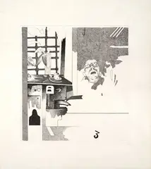 Gianfranco Ferroni, Paura, 1968, etching on rame