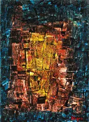 Mario Nigro, Senza titolo, enamel on paper applicata on pannello