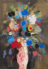 Leonardo Spreafico, Vaso di fiori, tempera on paper applicata on canvas