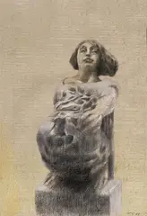 Bozzetto per scultura by Giuliano Vangi, 1988, pastel and pencil on paper, offered Nov 2024