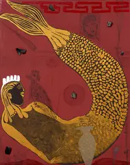 Fathi Hassan, La Sirena del Nilo, 2001, enamel and acrylic on canvas