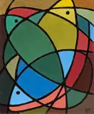Juan Bay, Composizione astratta, 1947, oil on cardboard