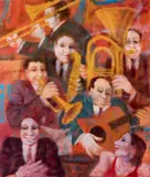 Remo Squillantini, Jazz, 1992, oil on panel