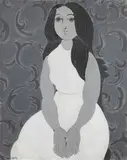 Domenico Cantatore, Figura seduta, mixed media on cardboard