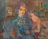 Mino Maccari, Composizione con tre figure, 1956, oil on panel