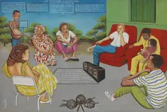 Chéri Samba, La fête dans la méditation, 2001, acrylic on canvas