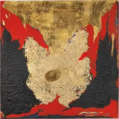 Genesi by Dino Castelvecchi, 1990, mixed media and foglia oro on canvas, offered Nov 2024