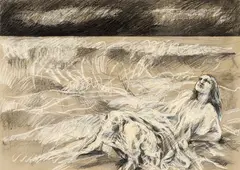 Donna sulla spiaggia by Giuliano Vangi, 1978, tempera and pencil on paper, offered Nov 2024