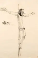 Giuliano Vangi, Crocifissione (studio), 1998, pencil on paper