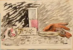 Senza titolo by Orfeo Tamburi, mixed media on paper applicata on canvas, offered Nov 2024