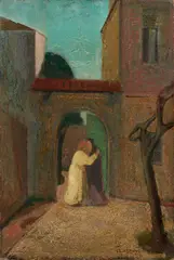 Visitazione by Silvio Consadori, oil on faesite, offered Nov 2024