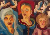 Beppe Serafini, Omaggio ai grandi, mixed media on cardboard