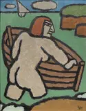 Juan Bay, Ritratto di donna di schiena, 1950, oil on cardboard