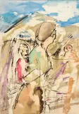 Ernesto Treccani, Figure, mixed media on paper