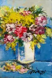 Sergio Scatizzi, Vaso di fiori, oil on paper