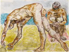Fausto Pirandello, Figure, pastelli on paper