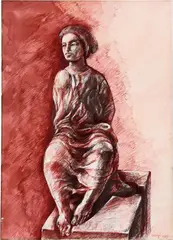 Figura femminile by Giuliano Vangi, 1979, tempera and mixed media on paper applicata on card, offered Nov 2024
