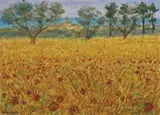 Michele Cascella, Campo di grano con papaveri, oil on canvas