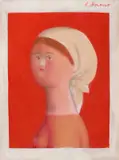 Antonio Bueno, Ragazza con fichu, mixed media on faesite