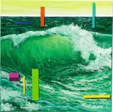 Antonello Spadafora, Onda verde, 2021, mixed media and assemblaggio on canvas
