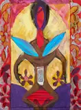 Bruno Ceccobelli, Ladro di due mondi, collage and mixed media on cardboard
