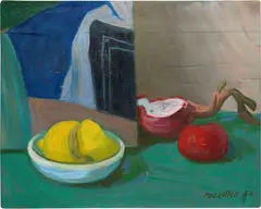 Ram, Natura morta, 1957, oil on tavoletta