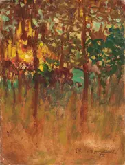 Plinio Nomellini, Piccolo bosco, 1919, oil on cardboard