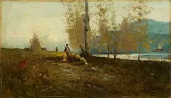 Ferruccio Rontini, Paesaggio, oil on tavoletta