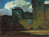 Vecchia Livorno by Renato Natali, oil on compensato, offered Oct 2024