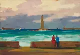 Fanale a Livorno by Renato Natali, oil on compensato, offered Oct 2024
