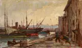 Renuccio Renucci, Al porto, oil on compensato