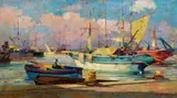 Porto Vecchio, Livorno by Renato Natali, oil on compensato, offered Oct 2024