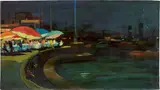 Porto con chalet (Notturno) by Renato Natali, oil on compensato, offered Oct 2024