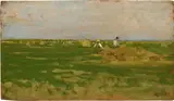 Luigi Gioli, La raccolta del fieno, 1885, oil on tavoletta