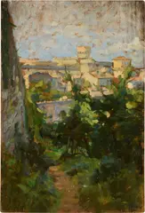 Volterra by Luigi Gioli, oil on tavoletta, offered Oct 2024