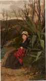 Ugo Manaresi, Ritratto della moglie in giardino