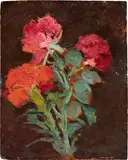 Giovanni Bartolena, Fiori, oil on cardboard