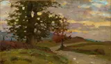 Luigi Gioli, Fauglia, oil on canvas applicata on cardboard