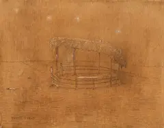 La capanna by Benvenuto Benvenuti, pencil and biacca on compensato, offered Oct 2024