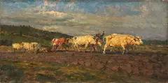 Mucche all'aratro sull'Altopiano by Beppe Ciardi, 1897, oil on canvas, offered Oct 2024