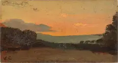 Tramonto by Vincenzo Cabianca, oil on cardboard, offered Oct 2024