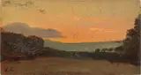 Vincenzo Cabianca, Tramonto, oil on cardboard
