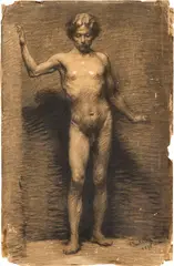 Angelo Dall'Oca Bianca, Nudo, 1876, charcoal on paper
