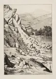 Max Klinger, La frana, etching and acquatinta on paper ink incollata on card